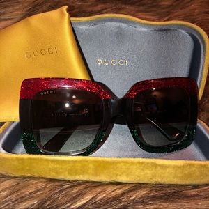 🔥Glittered GradientOversized Sunglasses Red Green